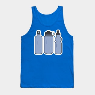 Gym water bottle collection with carry strap vector icon illustration. Drink objects icon design concept, Gym bottle, School water bottle, Drinking water, Fitness flask, Sport water bottle, Tank Top